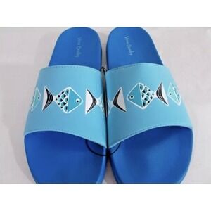 VERA BRADLEY Beach Slides womens Go Fish Blue sz Large 9-10 NWT MSRP $45